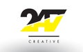 247 Black and Yellow Number Logo Design.