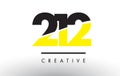 212 Black and Yellow Number Logo Design.