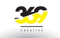 369 Black and Yellow Number Logo Design. Royalty Free Stock Photo