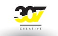 307 Black and Yellow Number Logo Design.