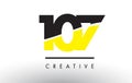 107 Black and Yellow Number Logo Design.