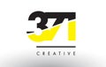 371 Black and Yellow Number Logo Design. Royalty Free Stock Photo