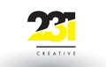 231 Black and Yellow Number Logo Design.