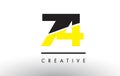 74 Black and Yellow Number Logo Design.