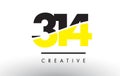 314 Black and Yellow Number Logo Design.