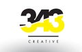 343 Black and Yellow Number Logo Design. Royalty Free Stock Photo
