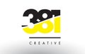 381 Black and Yellow Number Logo Design.