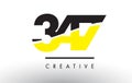 347 Black and Yellow Number Logo Design. Royalty Free Stock Photo