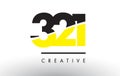 321 Black and Yellow Number Logo Design. Royalty Free Stock Photo