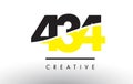 434 Black and Yellow Number Logo Design. Royalty Free Stock Photo