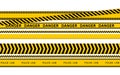 Black and yellow police stripe border, construction, danger caution seamless tapes vector set Royalty Free Stock Photo