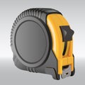 Black and yellow realistic vector measuring tape