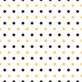 Black yellow seamless bees pattern on polka dots background