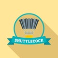 Black yellow shuttlecock logo, flat style Royalty Free Stock Photo