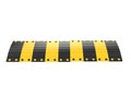 Black and yellow speed bump or speed breaker isolated on a white background 3d rendering Royalty Free Stock Photo