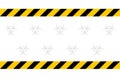 Black yellow striped ribbons on white background, biohazard illustration, simple flat design