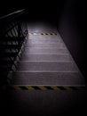 Black and yellow stripes for safety symbol on the edge of the staircase, Warning sign the Ground level difference Royalty Free Stock Photo