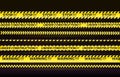 Black and yellow stripes set. Warning tapes. Danger signs. Caution,STOP,Under construction,Barricade tape, scene barrier Royalty Free Stock Photo