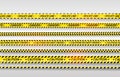 Black and yellow stripes set. Warning tapes. Danger signs. Caution,STOP,Under construction,Barricade tape, scene barrier Royalty Free Stock Photo