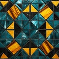 Luxurious Black And Turquoise Tile Mosaic With Optical Geometry