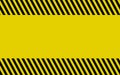 Black and yellow warning line striped rectangular background, yellow and black stripes on the diagonal Royalty Free Stock Photo