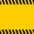 Black and yellow warning line striped square title background, vector sign for warning notifications, template important messages