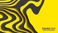 Black and yellow wave. Abstract paper cut. Abstract colorful waves. Wavy banners. Color geometric form. Wave paper cut. Royalty Free Stock Photo