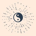 Black Yin Yang symbol of harmony and balance icon isolated on beige background. Abstract circle random dots. Vector