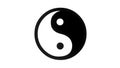 Black Yin Yang symbol on a white background with blinking old fashion retro cinema effect in seamless loop