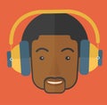 Black young guy with headphone
