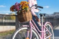 Black young woman riding a vintage bicycle Royalty Free Stock Photo