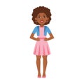 Black Young Woman Standing, Part Of Growing Stages With Kids In Different Age Vector Set