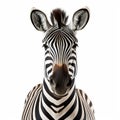 Symmetrical Zebra Close-up On White Background - High-key Lighting Royalty Free Stock Photo