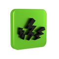 Black Zeus icon isolated on transparent background. Greek god. God of Lightning. Green square button.