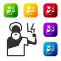 Black Zeus icon isolated on white background. Greek god. God of Lightning. Set icons in color square buttons. Vector