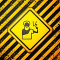 Black Zeus icon isolated on yellow background. Greek god. God of Lightning. Warning sign. Vector