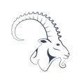 Black zodiac sign Capricorn depicting a goat head with huge horn.