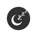 Black zzz moon sleep icon, sleeping, zzz vector web icon isolated on black background.