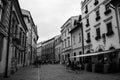 Blackandwhite krakow street poland oldstreet town oldcity trees blackwite