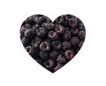 Blackberries in heart shape isolated on a white. Fresh blackberry background. Texture blackberry berries close up. Royalty Free Stock Photo