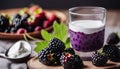 Blackberries with joghurt. Royalty Free Stock Photo