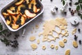 Blackberries and Peach Cobbler or Fruit Pie Preparation Royalty Free Stock Photo
