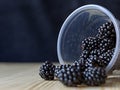 Blackberries in a plastic cup