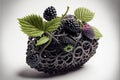 a blackberries and raspberry arrangement in a heart shaped sculpture with leaves and berries on top of it, on a white background Royalty Free Stock Photo