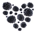 Blackberries in the shape of a heart on a white background Royalty Free Stock Photo