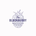 The Blackberry Abstract Vector Sign, Symbol or Logo Template. Black Berry Sketch Sillhouette with Elegant Retro