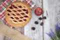 Blackberry and apple pie with fruit Royalty Free Stock Photo