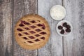 Blackberry and apple pie with fruit and cream Royalty Free Stock Photo