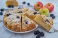 Blackberry apple pie with streusel Royalty Free Stock Photo