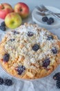 Blackberry apple pie with streusel